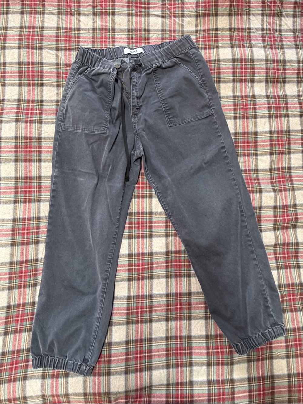 Women's Drawstring Elastic-Waist Joggers in Washed Charcoal